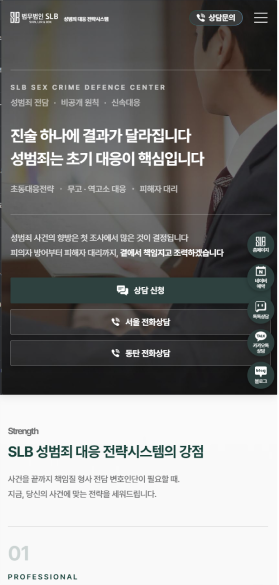 법무법인 SLB 분야별 법률상담 랜딩페이지 구축 모바일 화면 2