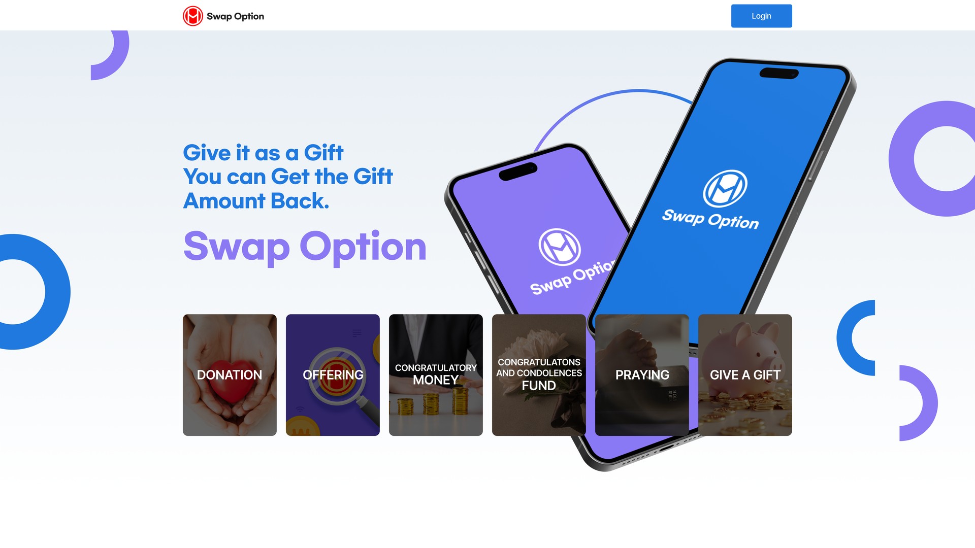 코인 스왑 서비스 Swap Option 소개 랜딩페이지 대표 이미지